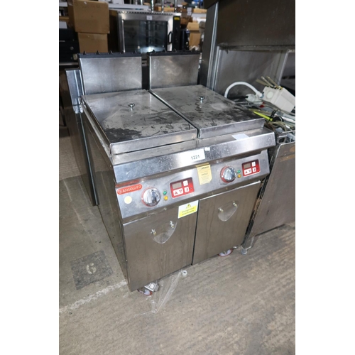 1221 - A commercial stainless steel twin basket gas fired deep fryer by Angelo Po - trade