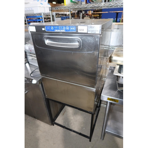 1233 - A commercial stainless steel dishwasher on a stand by Blue Seal type SD5EC - trade