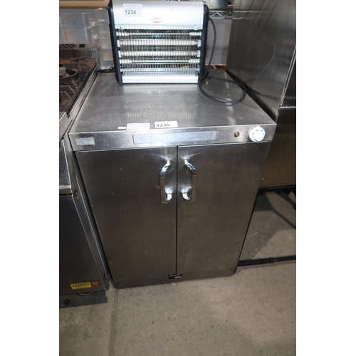 1235 - A commercial stainless steel 2 door heated cabinet approx 58x65cm - trade