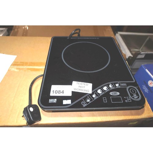 1084 - [withdrawn - tested not working] A single ring induction hob by Stellar - trade