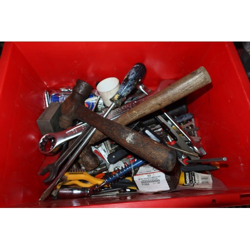 263 - A quantity of various hand tools, sockets, driver bits, a welding mask etc