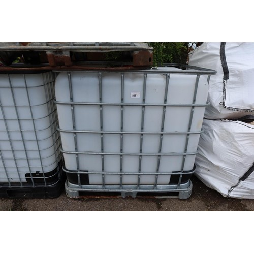 895 - 1 plastic IBC tank in a cage