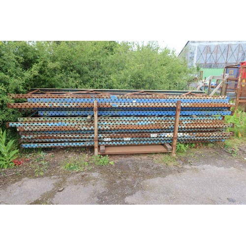 898 - 15 pallet racking metal uprights  each approx 450cm x 90cm. Please note there are no shelves or cros... 