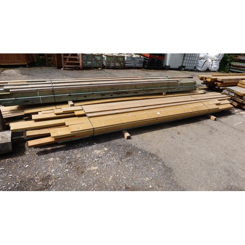 908 - A qty of timber to inc. 14.5x2.5cm, 10x4cm, 4x2cm etc. Lengths vary up to 520cm