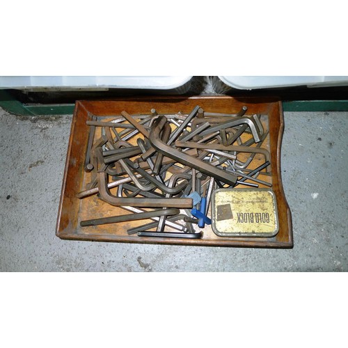 62 - 5 boxes containing a quantity of various tools including files, Allen keys, spanners, a hacksaw etc