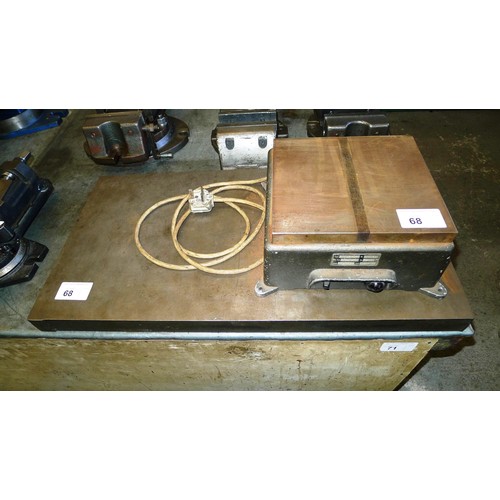 68 - A 10 inch square demagnetizing block 240v and 1 metal plate approx 40 x 76cm