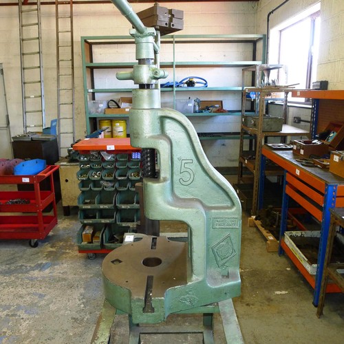 77 - 1 fly press by Edwards Besco size No. 5 supplied with an overarm, 3 weights and a stand