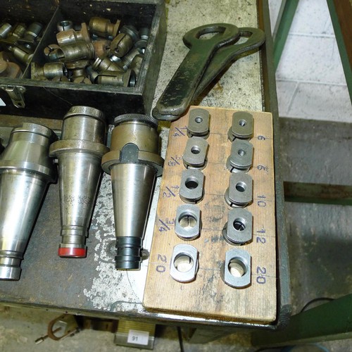 86 - 6 Clarkson type toolholders and a quantity of collets