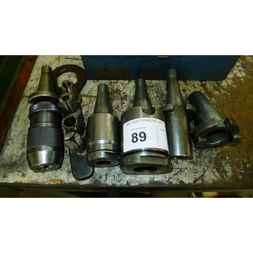 89 - 4 various tool holders and 1 stepper collet