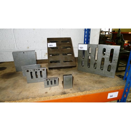 101 - 7 various angle plates including 1 large tilting