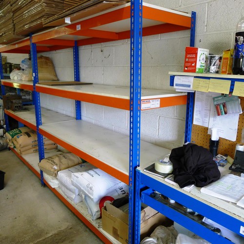 131 - 1 bay of blue / orange bolt less racking approx 185cm x 61cm x 199cm high. Please note that anything... 