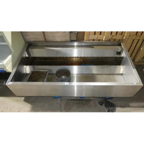 1001 - A commercial stainless steel catering hood approx 225x112cm