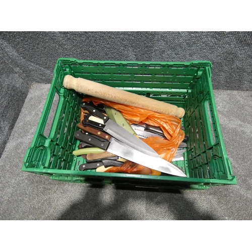 1017 - A quantity of various kitchen utensils, mainly chef knives