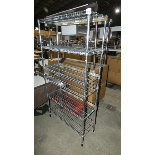 1062 - A catering type rack with 6 shelves approx 90x36x179cm