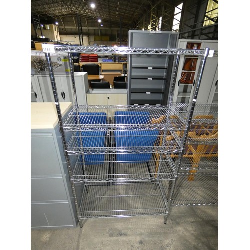 1185 - A bay of catering type racking with 5 shelves approx 90x46x166cm