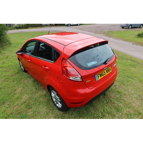 3588 - Red Fiesta Zetec Turbo 5 dr hatchback, Reg FM65 NNH, 31/12/2015, 5 spd manual petrol 998cc petrol, M... 