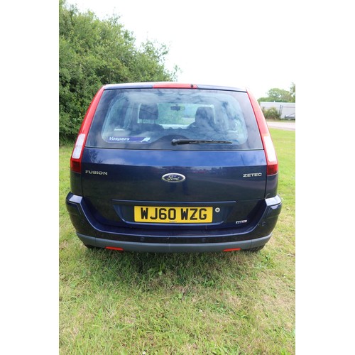 3590 - Ford Fusion Diesel 1.4 TDCi Zetec Hatchback Blue, Reg WJ60 WZG, 13/09/2010, 5d hatch, 5 spd manual d... 