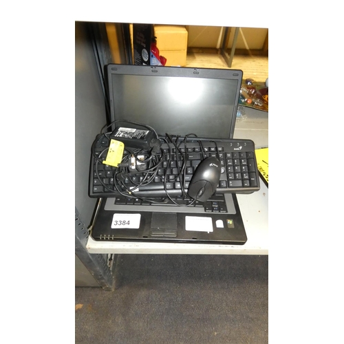 3384 - A Dell Inspiron laptop 1300 no hdd, comes with power adapter, 2 x keyboards and a mouse - trade