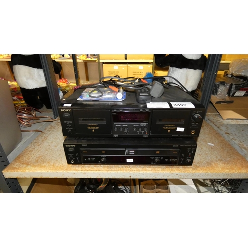 3393 - 2 x Sony audio separates: A sony double cassette player type: TC-WE475 & a Twin CD recorder type: RC... 