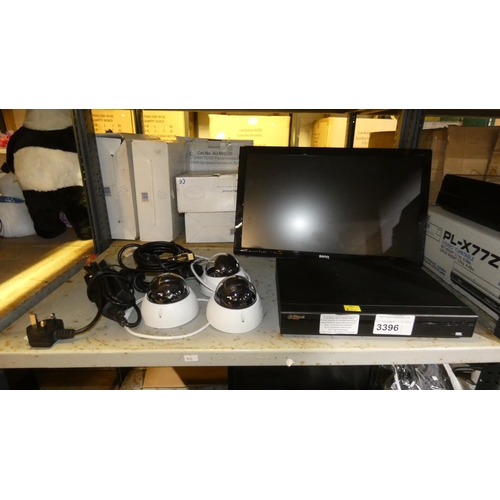 3396 - A CCTV system by Ajhua, with a network video recorder type: DH-NVR4104H-P, 3 x DH-IPC cameras & a Be... 