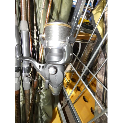 3038 - A Nash Hi-Gun rod holdall containing 3 x Armalite Century fishing rods and 3 x Okuma Power-Liner ree... 