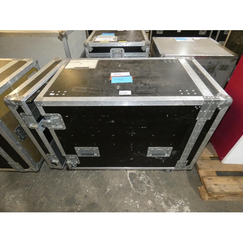 2130 - 1 wheeled flight case with a hinged cover on either end, approx 111 x 58 x 84cm high including wheel... 