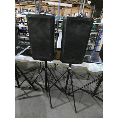 2147 - 2 x Electro Voice active 12 inch speakers type ZLK-12P 1000w supplied with 2 x Manfrotto folding tri... 