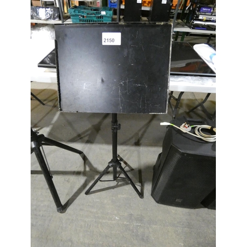 2150 - 1 black metal folding tripod music stand