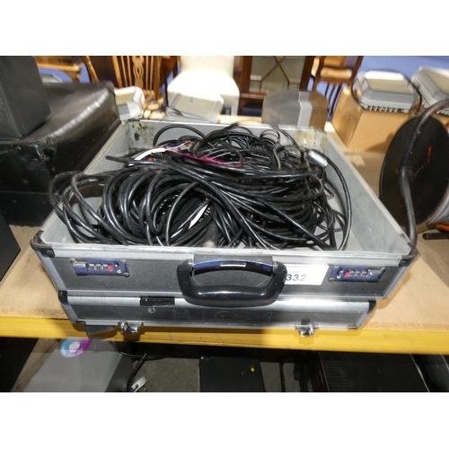 2332 - A quantity of various leads (mainly XLR) supplied in a carry case with a lift off top