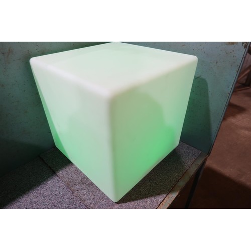 2073 - 1 x rechargeable LED RGBW cube light / stool with built in battery by PK Green,  approx 40 x 40 x 40... 