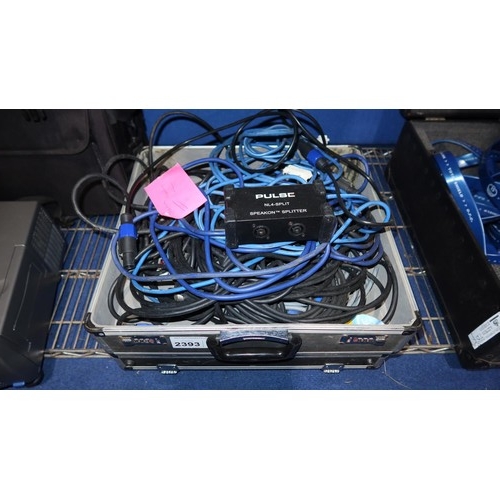 2393 - 1 carry case containing a quantity of various Speakon type speaker leads and a Pulse NL-4 Speakon sp... 