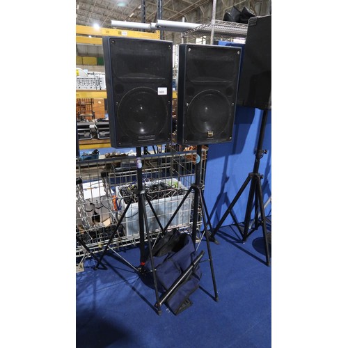 2409 - 2 speakers with folding tripod stands by img Stage Line type Pro PA PAB-512/BL 400w