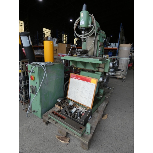 55 - A universal milling machine by Metba model MB-O, 3ph, supplied with a separate power unit (on left h... 