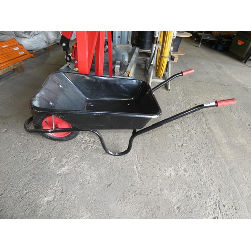 594 - A black metal 85L wheelbarrow