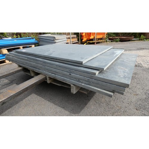 696 - 1 pallet containing 7 large rectangular slate slabs