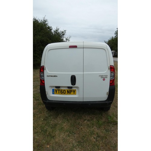 663 - Citroen Nemo 610 Enterprise HDi Van, White, Reg: YT60 NPY, 09/09/2010, 5 spd manual diesel 1399cc. M... 