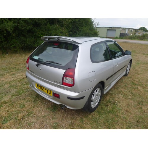 662 - Mitsubishi Colt Mirage, Silver, 3 dr hatchback, Reg WF02 PYU, 29/04/2002, 5 Spd manual petrol 1597cc... 