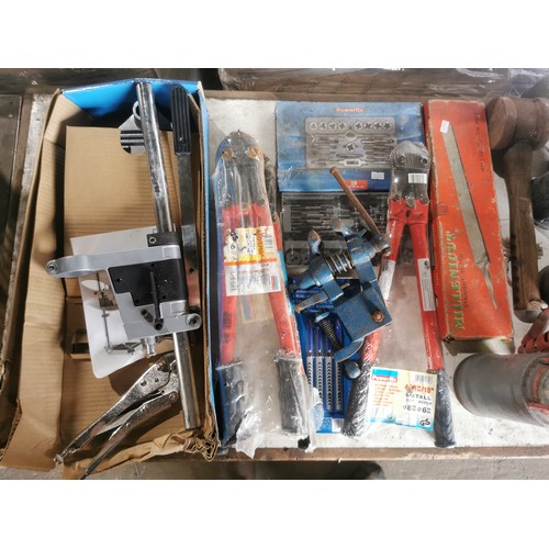 84 - A quantity of various tools and other items including 1 Parkside drill 240v, 4 vintage flame guns, 1... 