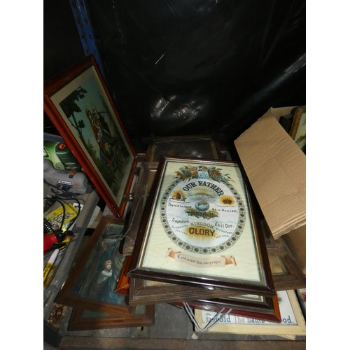 2007 - A quantity of various items including framed prints, a wicker basket, a small aluminium checker plat... 