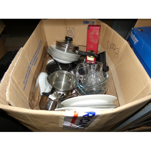 2113 - A quantity of various items including a Lean Mean Fat Grilling Machine 240v, glassware, a lamp 240v,... 