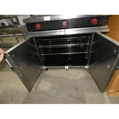 1167 - A commercial stainless steel solid top range with  2 door oven beneath no make or model visible 3-ph... 