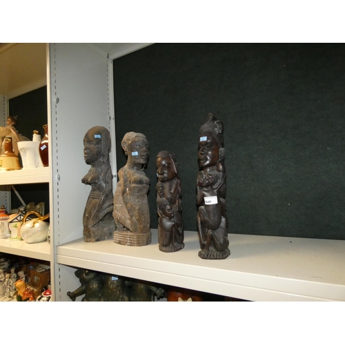 3040 - 4 carved hardwood tribal figures