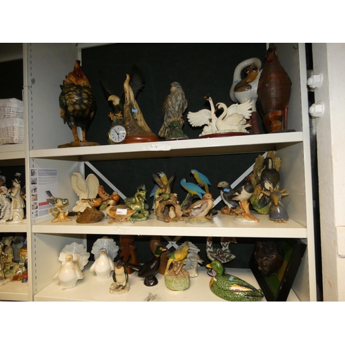 3063 - A quantity of resin, ceramic and other bird ornaments (three shelves)