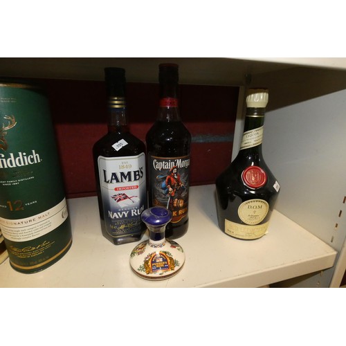 3006 - 1 bottle of French brandy, 2 two bottles of whisky, 2 and 1 small bottle of rum and 1 bottle of bene... 