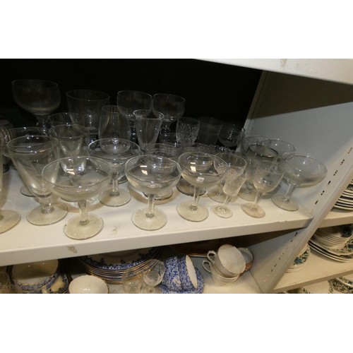 3042 - A quantity of miscellaneous decorative teaware, glassware and silver-plated ware etc (three shelves)