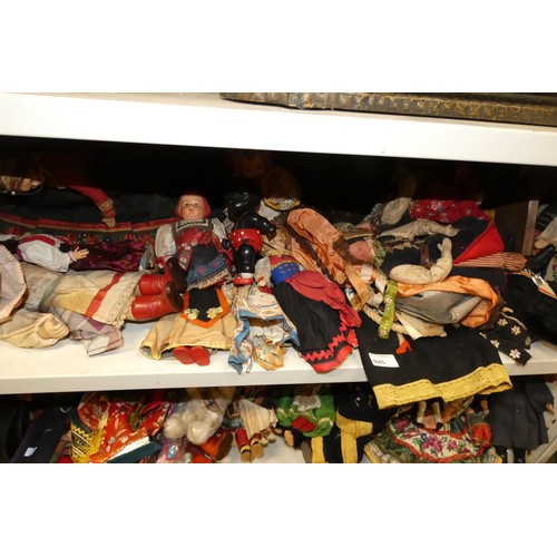 3045 - A collection of miscellaneous souvenir dolls (2 shelves)