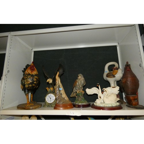 3063 - A quantity of resin, ceramic and other bird ornaments (three shelves)