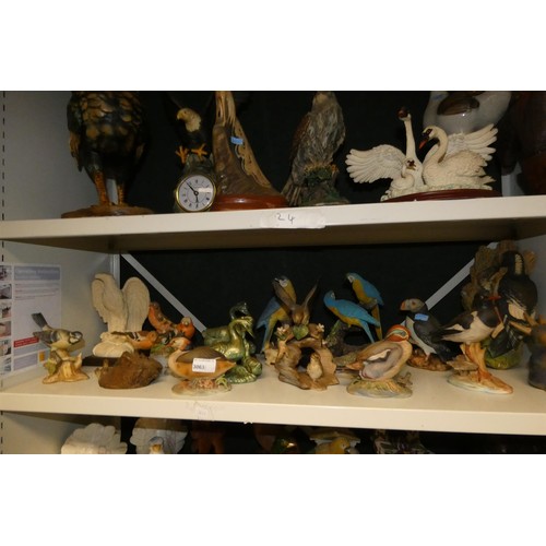 3063 - A quantity of resin, ceramic and other bird ornaments (three shelves)