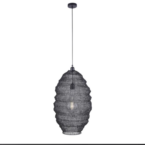 1009 - A Paulie 1 light geometric pendant with black shade.