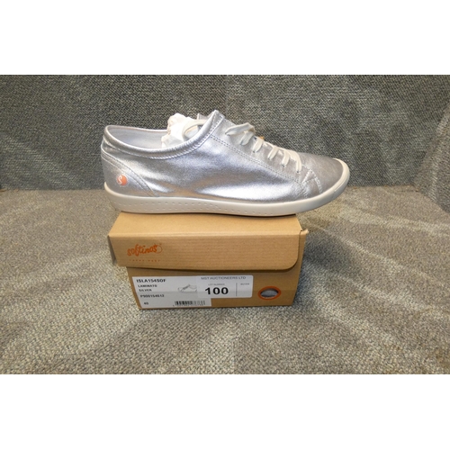 100 - A pair of ladies sneaker shoes by Softinos type ISLA154SOF Laminato silver size Euro 40